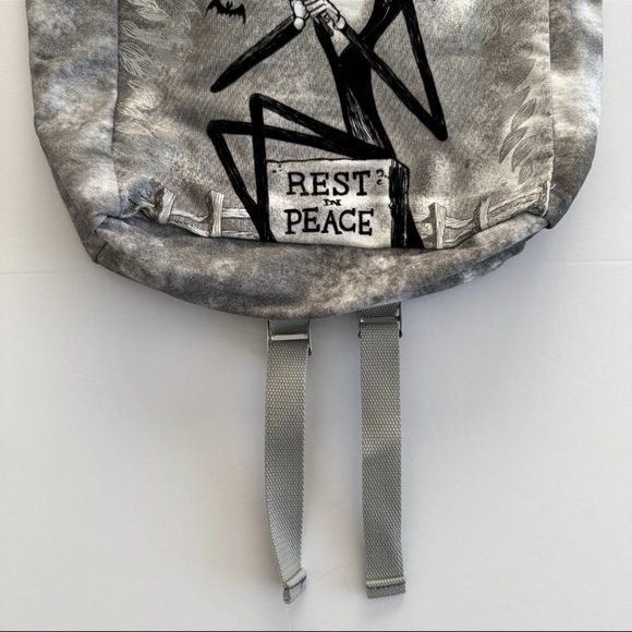 Disney Parks Jack Skellington Rest In Peace Drawstring Canvas Backpack Bag Purse - Picture 3 of 16